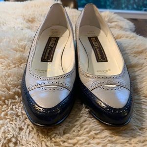Bally of Switzerland Blue & Taupe Heels Vintage